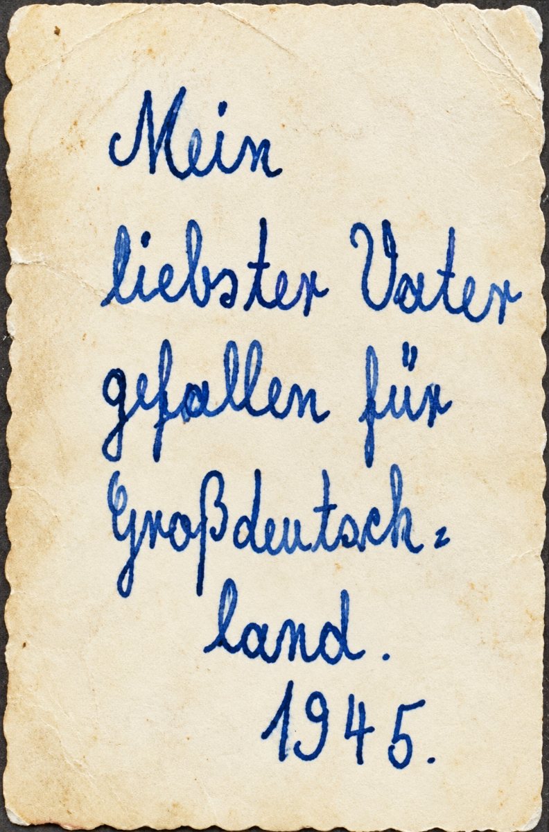 Notiz von Getrud Brigitte Hesse auf einem verbliebenden Foto von Paul Hesse